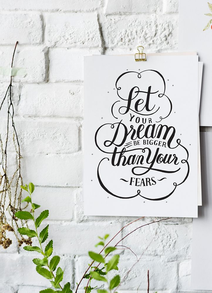 Hand lettering poster on the white wall
