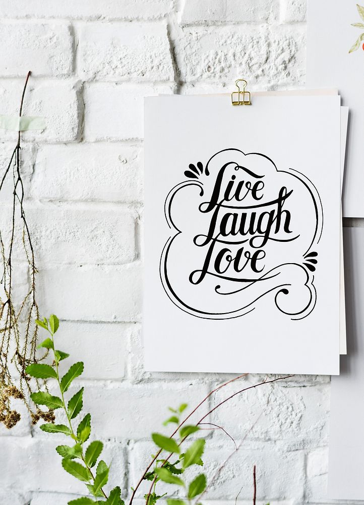 Hand lettering poster on the white wall