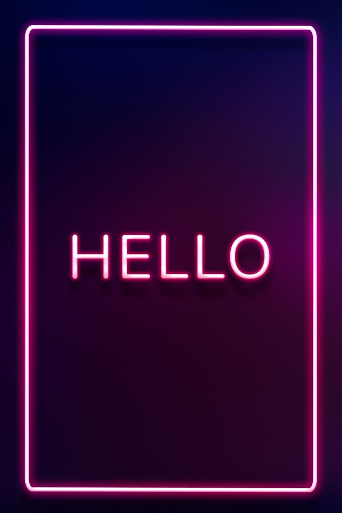 Neon frame hello border typography