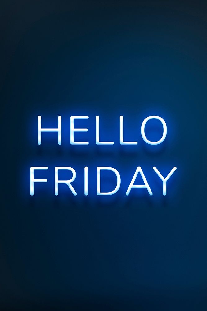 Glowing Hello Friday blue typography