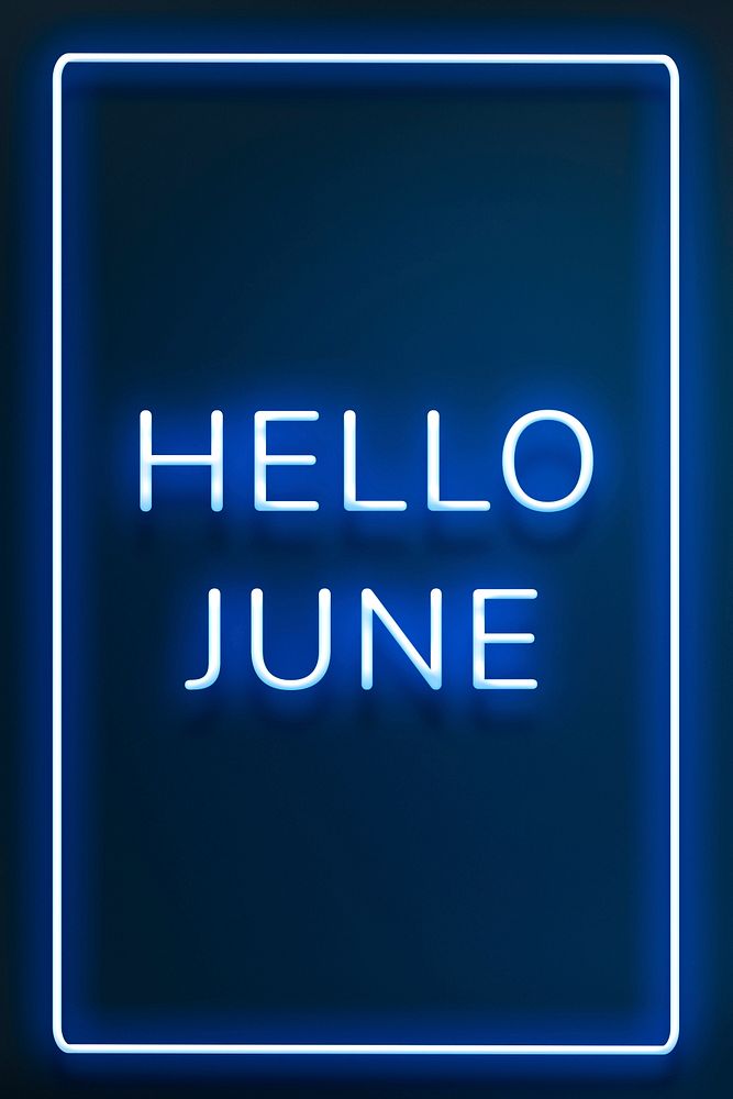 Hello June frame neon border typography