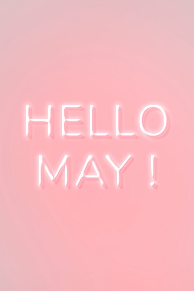 Hello May! neon pink typography
