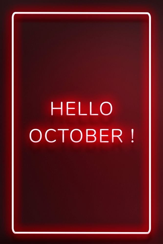 Hello October! frame neon border text