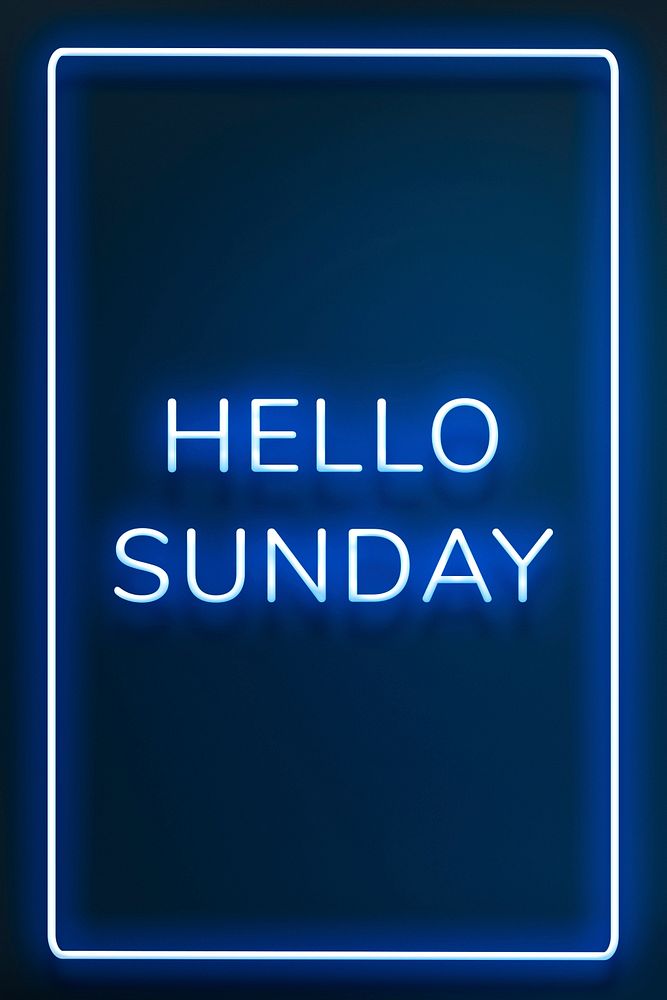 Neon frame Hello Sunday border typography