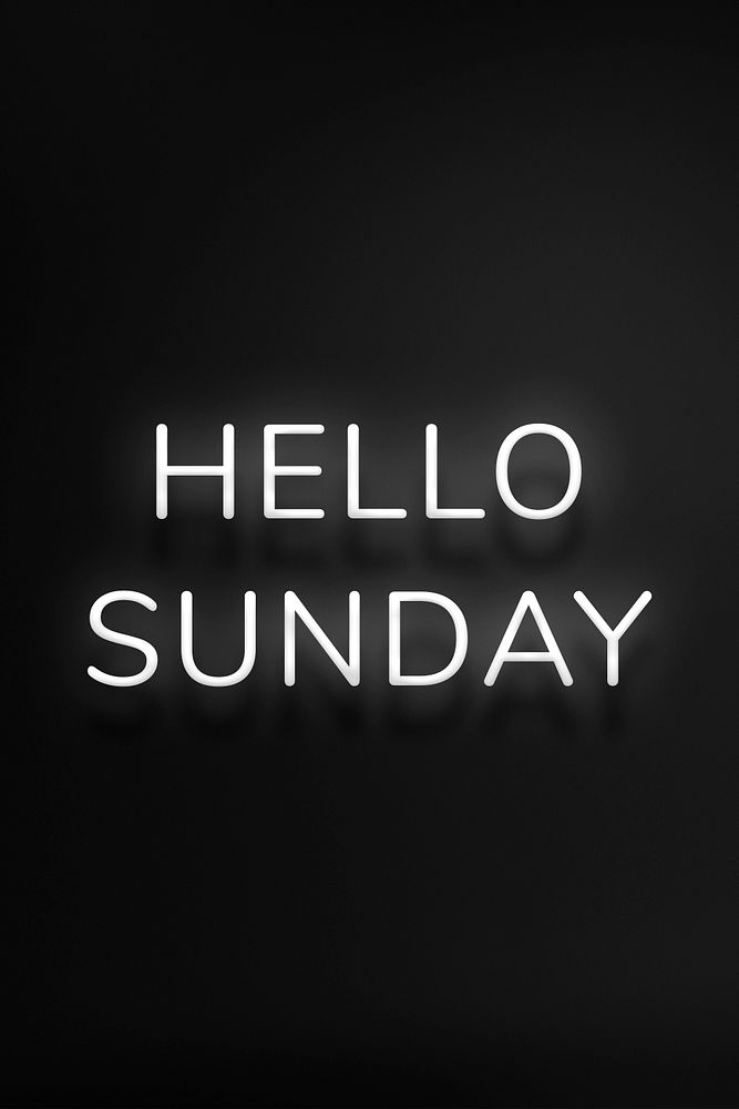 Hello Sunday white neon typography