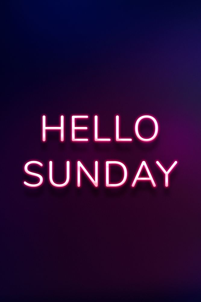 Glowing neon Hello Sunday text