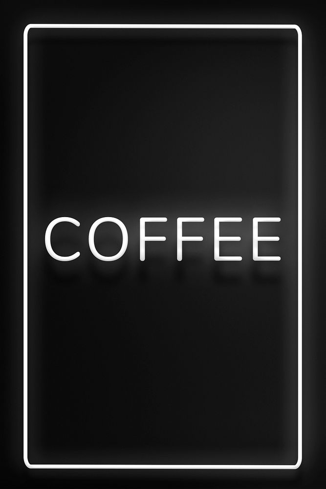 Retro coffee frame neon border typography