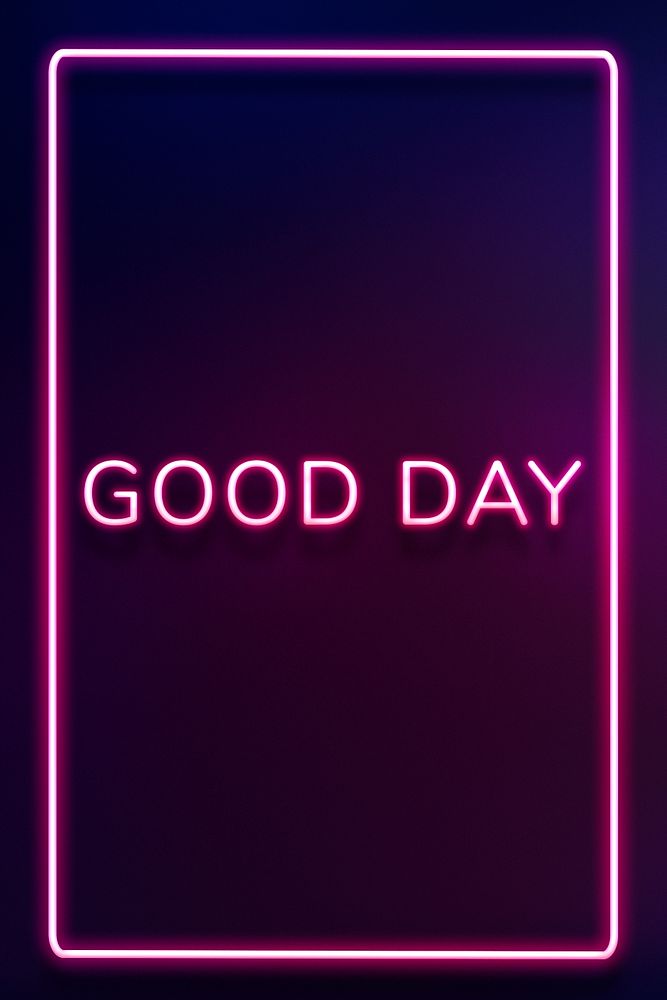 Good day frame purple neon border typography
