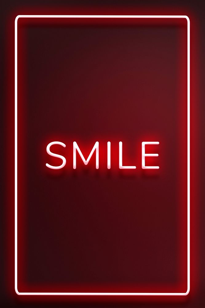 Retro smile red frame neon border text