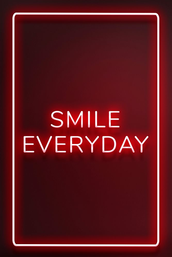 Retro smile everyday red frame neon border text