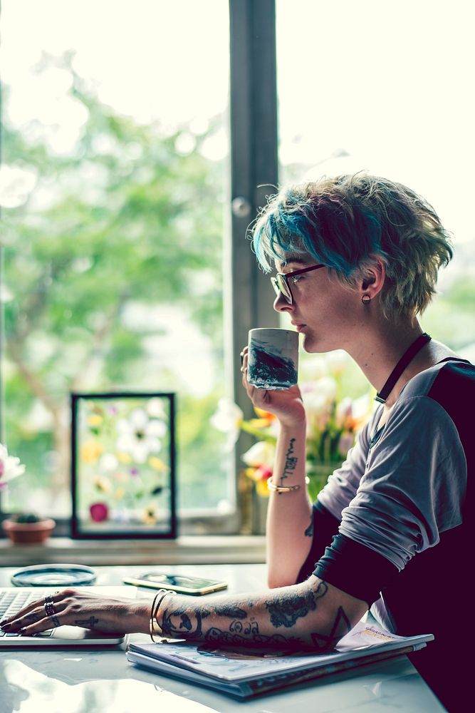 Creative woman working on a laptop