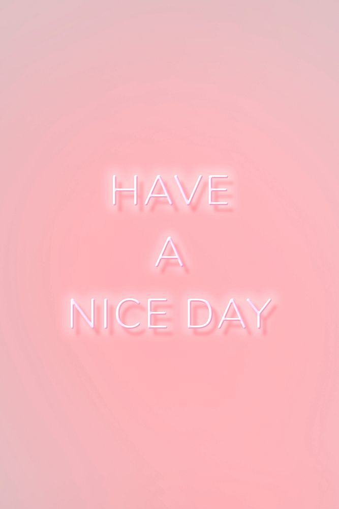 HAVE A NICE DAY neon phrase typography on a pink background