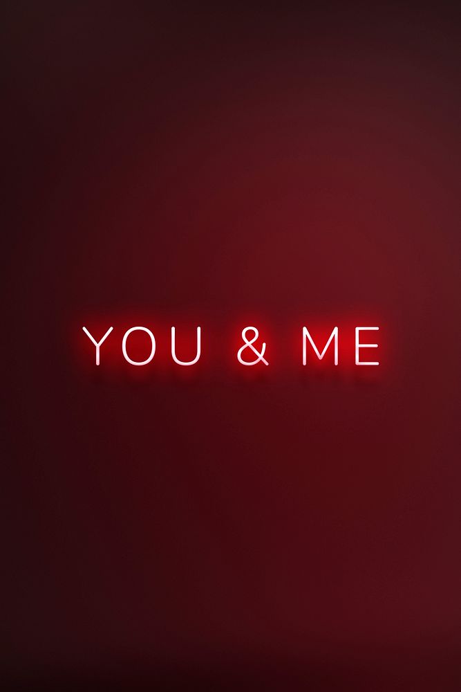 Glowing You&Me neon typography on a red background