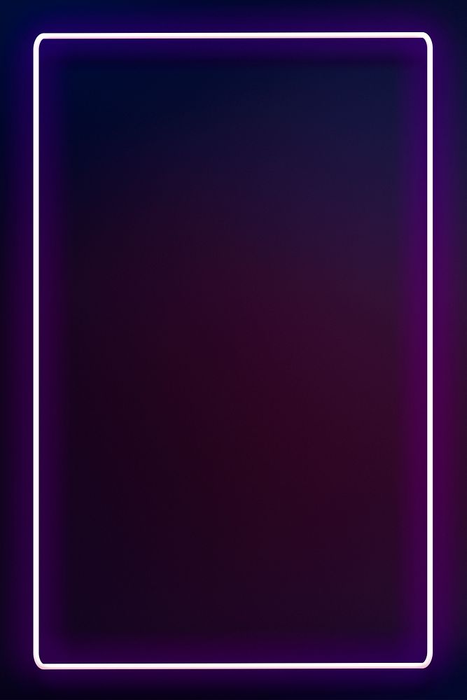 Glowing neon frame on a dark purple background