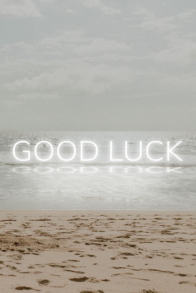 White neon text GOOD LUCK typography