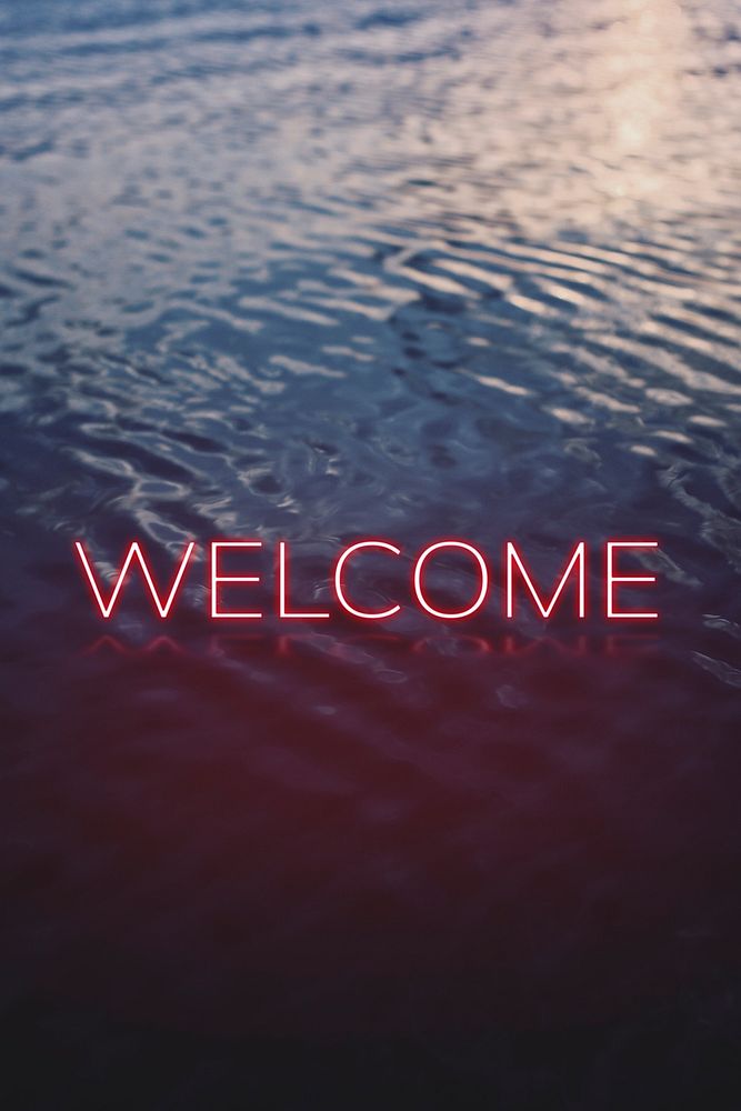 WELCOME word pink neon typography