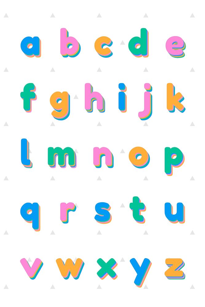 Vector lower case letter set font colorful