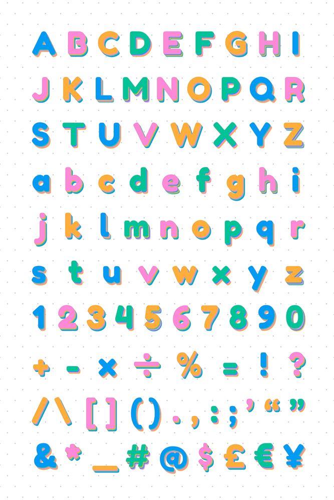 Letter and sign collection font 3d shade