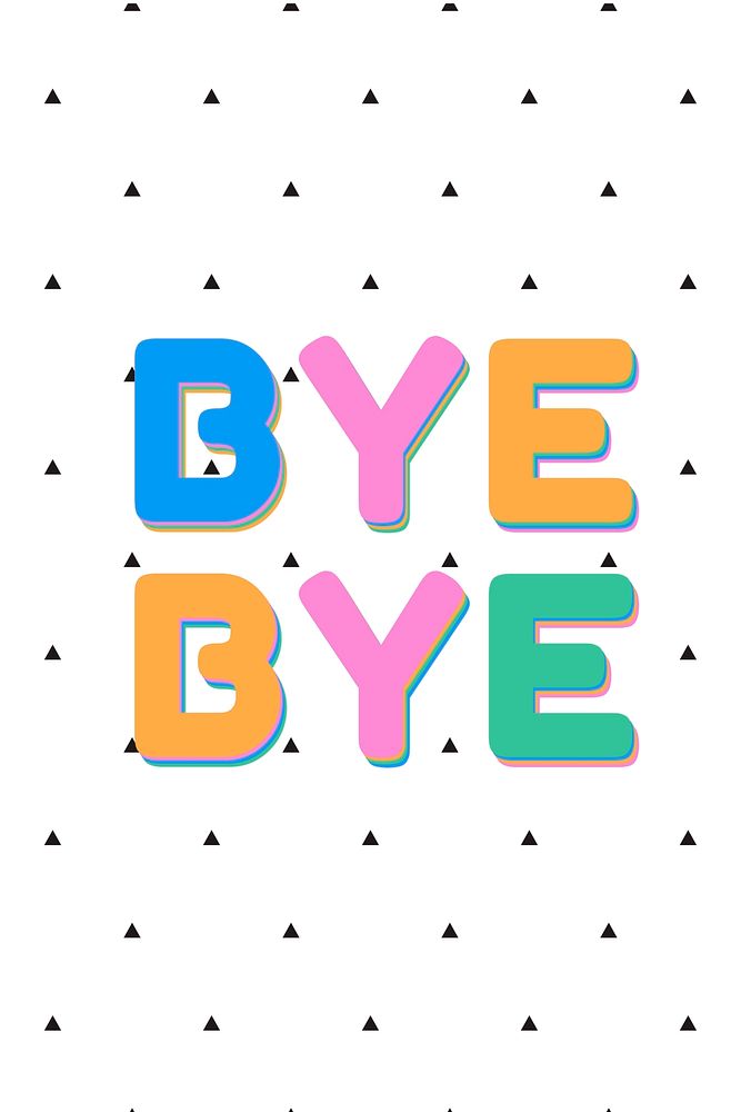Bye bye letter pastel colored rounded font illustration