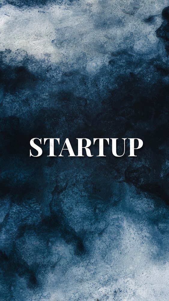 Blue Startup word art lettering typography