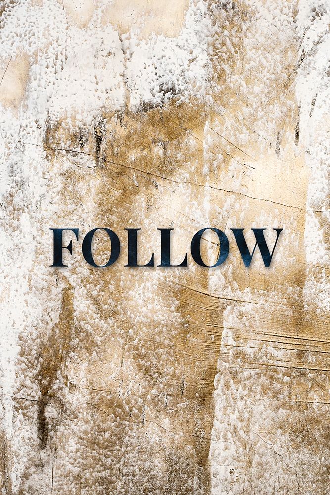 Follow word typography font gold texture