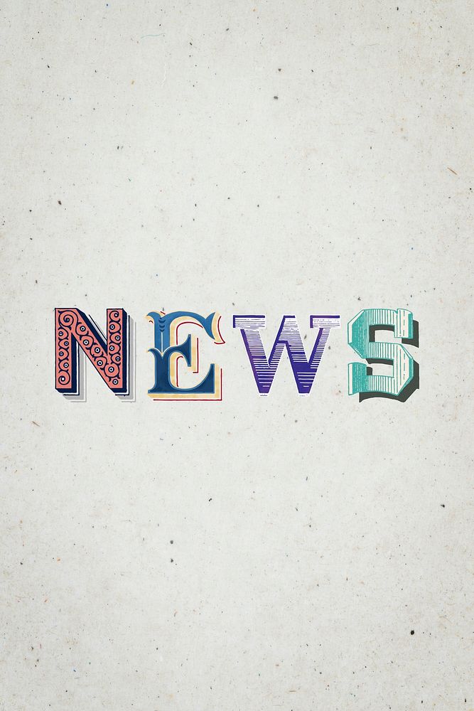 News word vintage victorian typography lettering