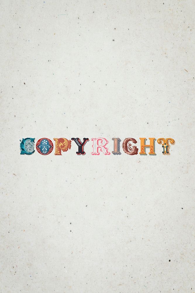 Copyright word antique victorian font typography 