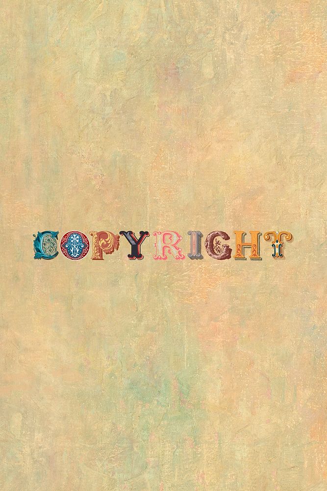 Copyright word vintage victorian typography lettering
