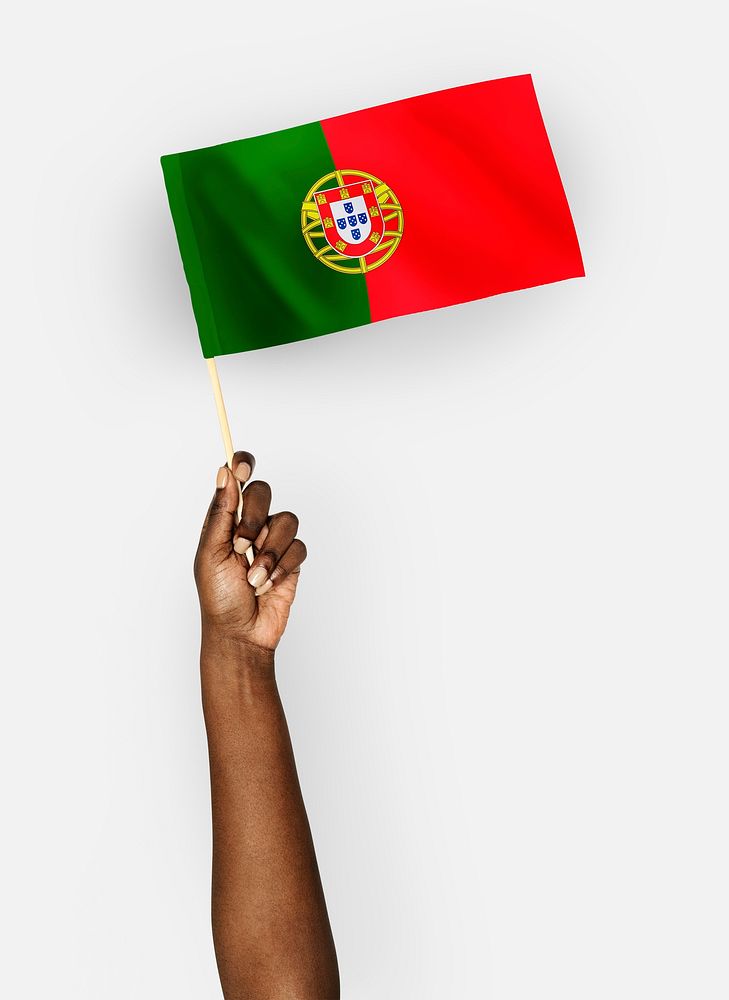 Person waving the flag of Portuguese Republic