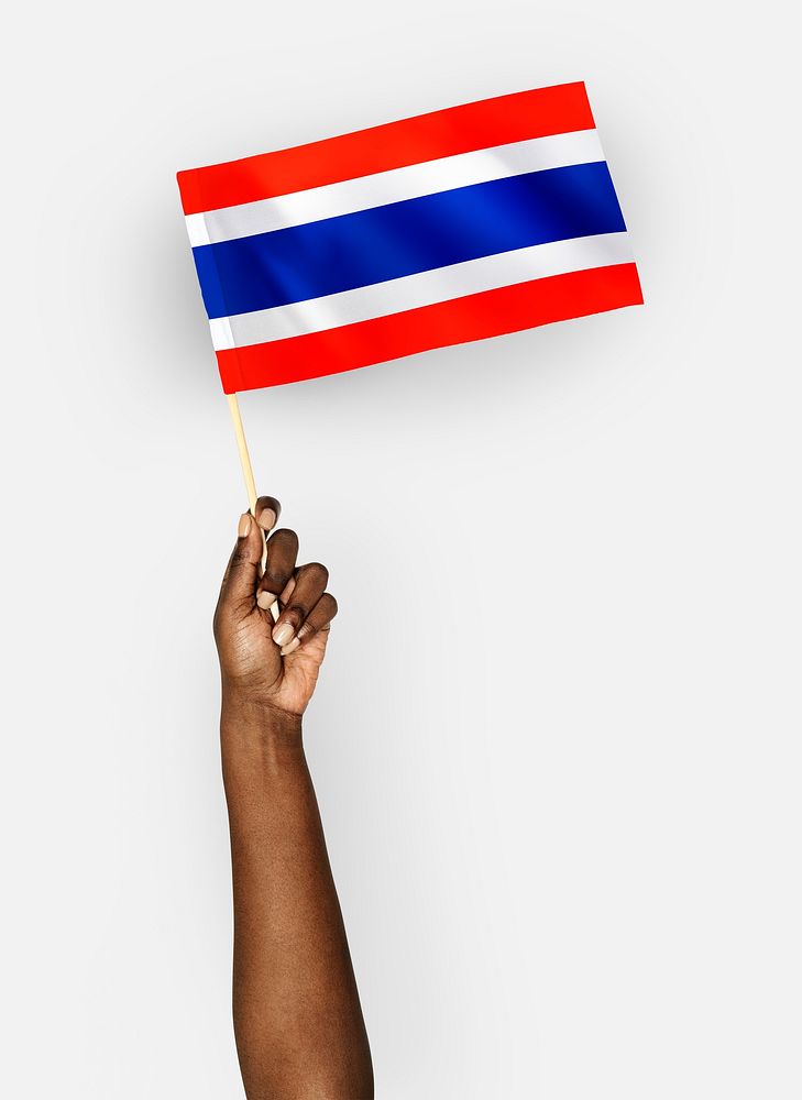 Person waving the flag of Kingdom of Thailand