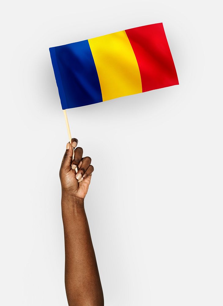 Person waving the flag of Romania
