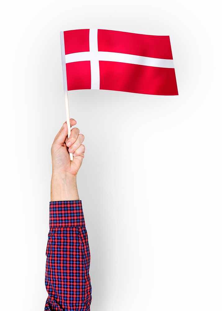 Person waving the flag of Kingdom of Denmark