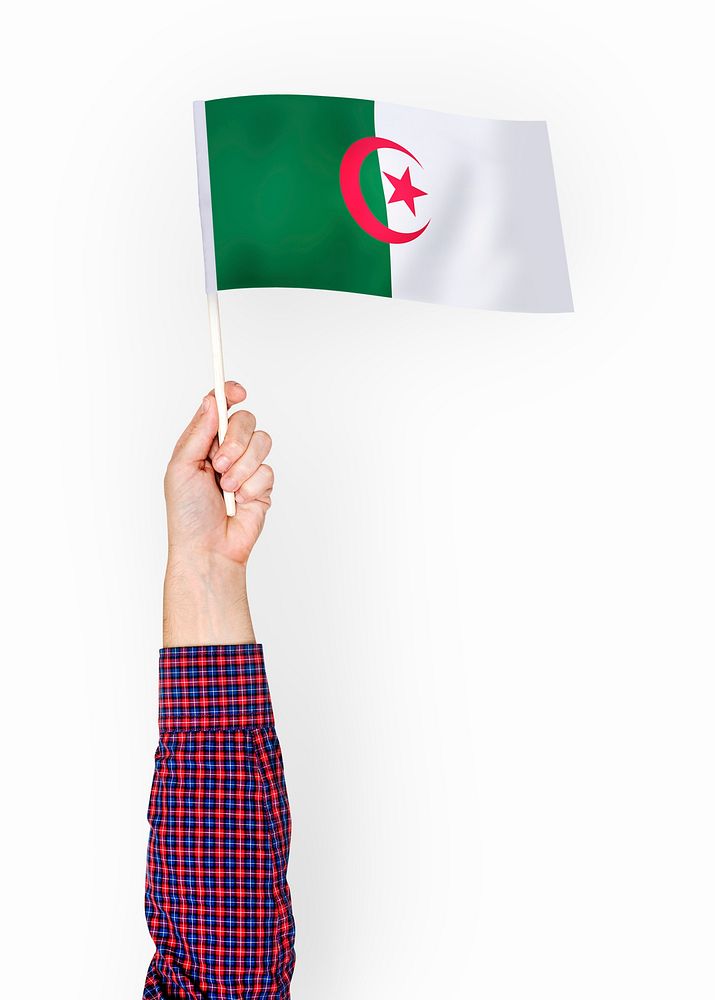 Person waving the flag of People's Democratic Republic of Algeria