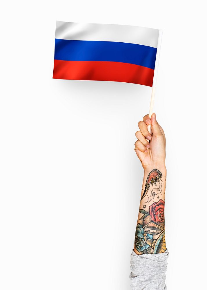 Person waving the flag of Russian Federation
