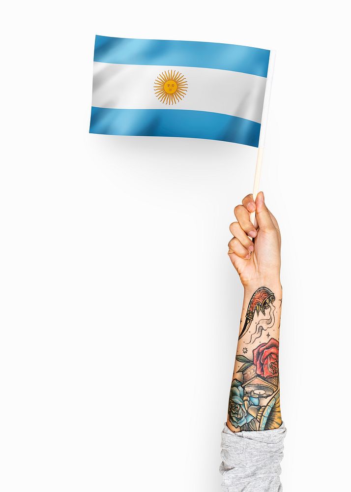 Person waving the flag of Argentine Republic