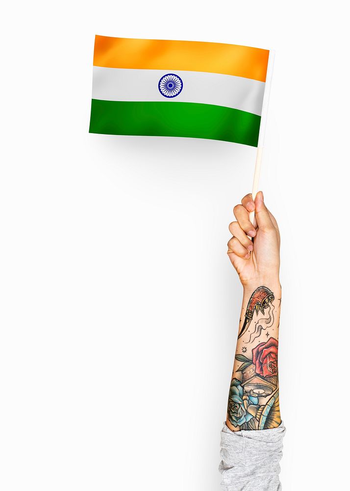 Person waving the flag of Republic of India