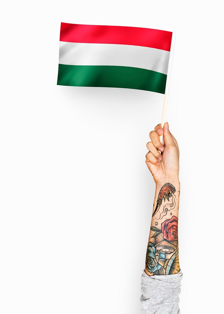 Person waving the flag of Hungary