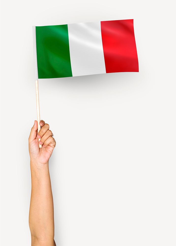 Person waving the flag of Italian Republic