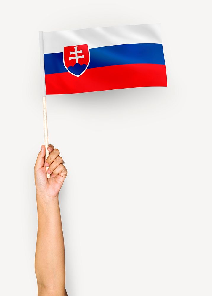 Hand showing flag of the Slovak Republic