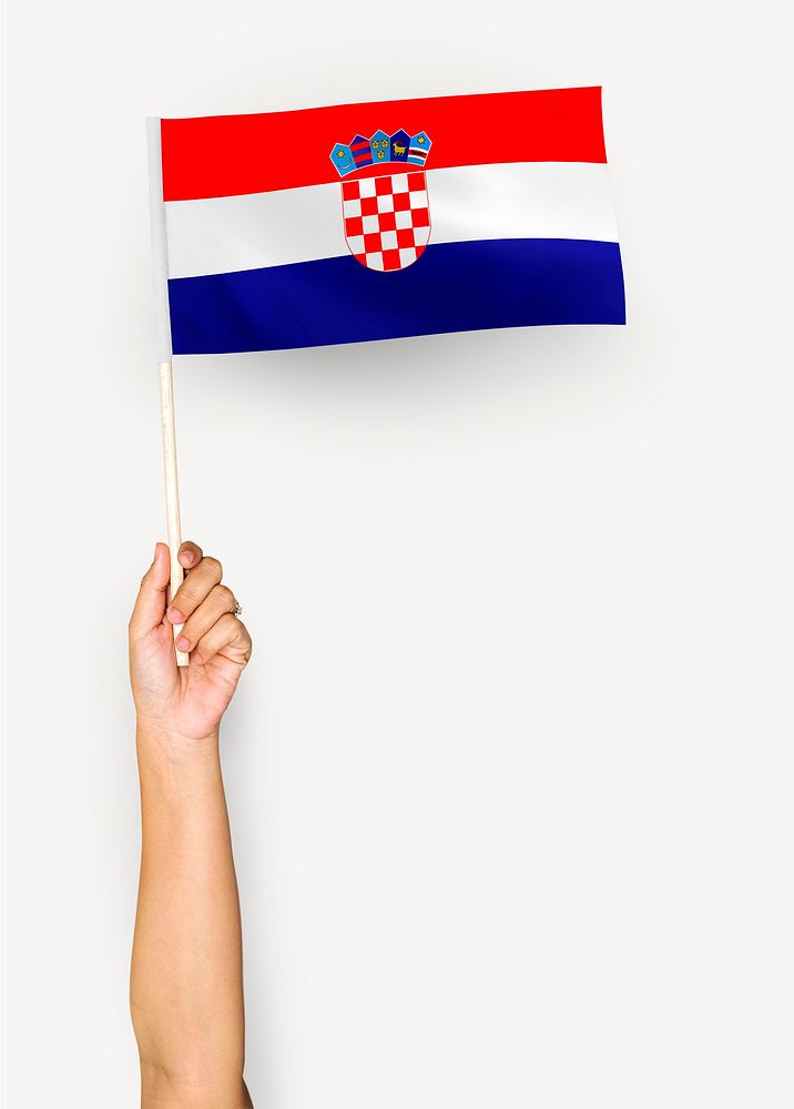 Person waving the flag of Republic of Croatia