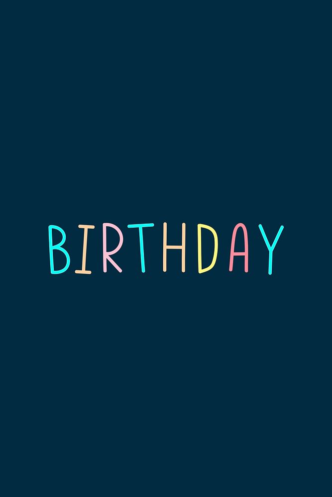 Birthday colorful word graphic typography