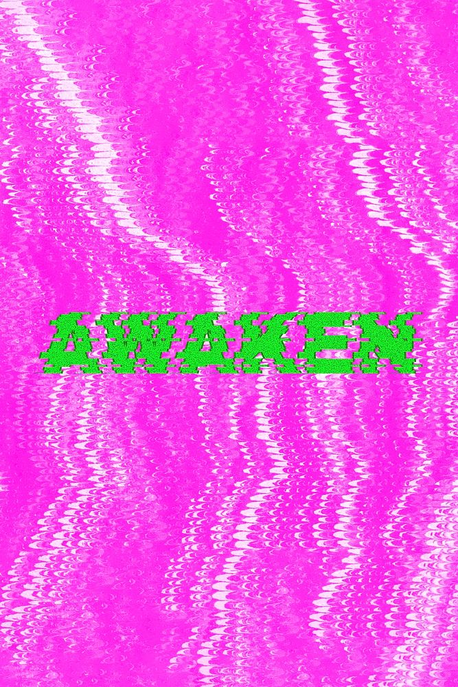 AWAKEN blurred word typography on pink background