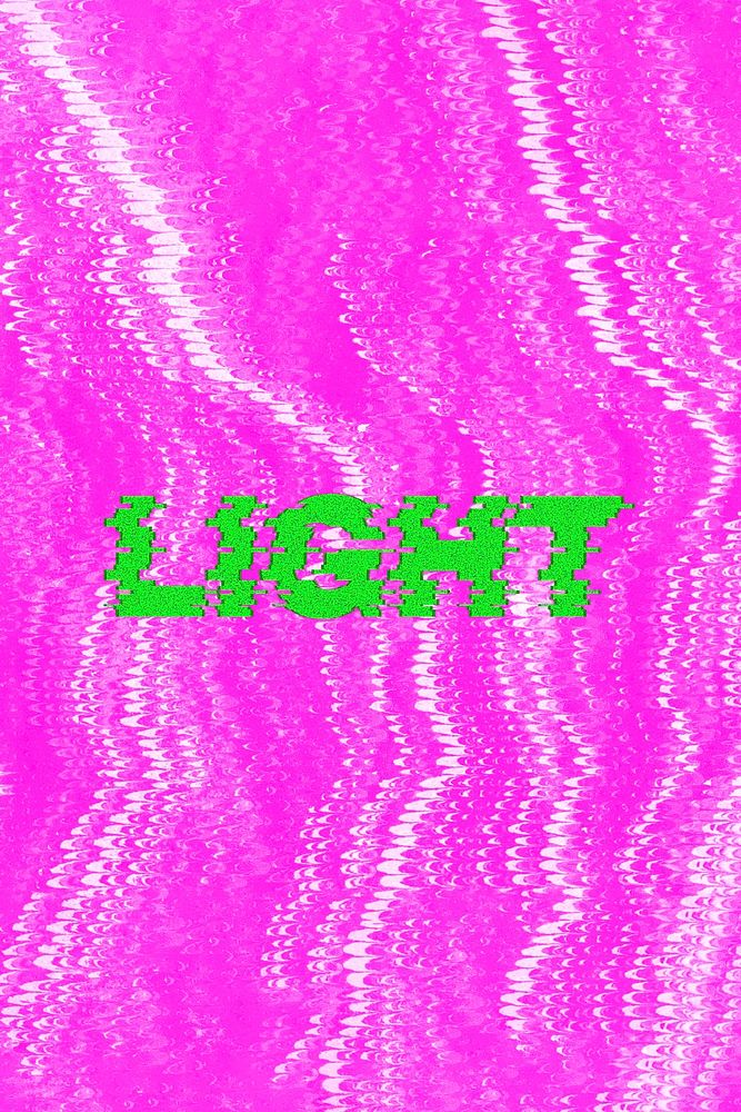 Light glitch effect typography on pink background