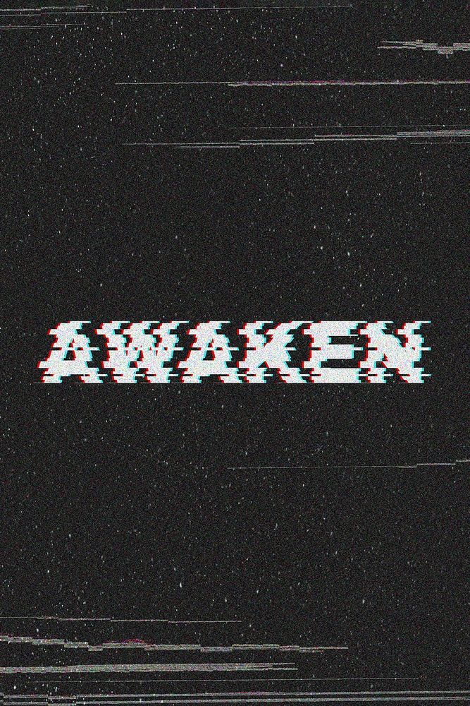 AWAKEN blurred word typography on black background 