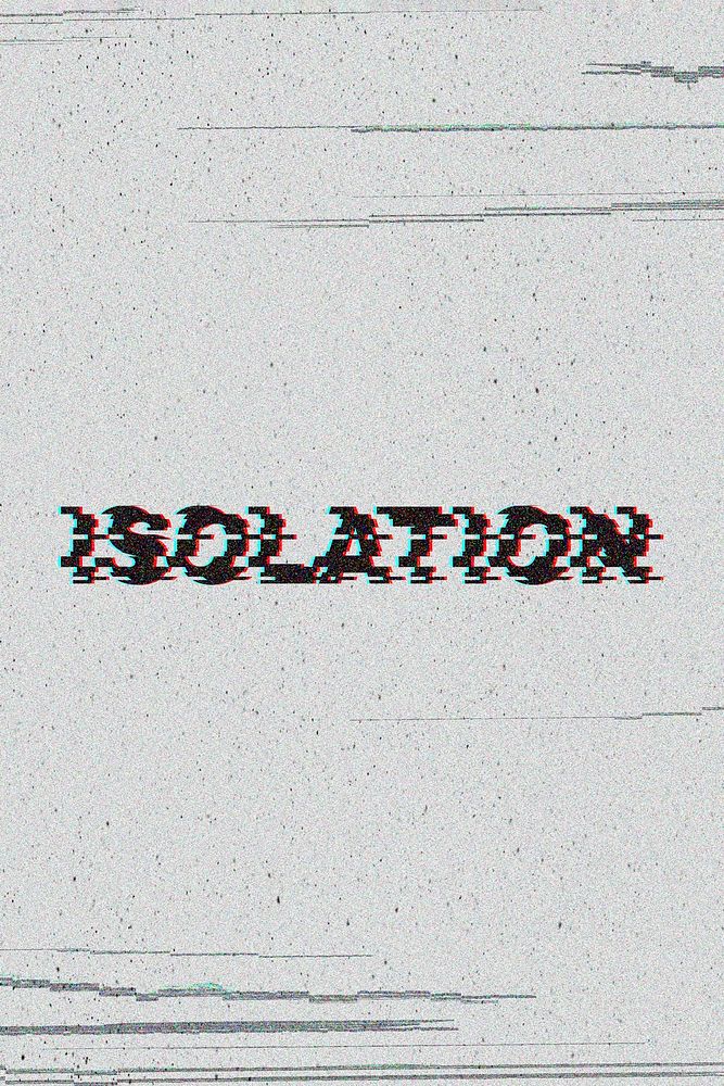 Isolation glitch effect typography on gray background