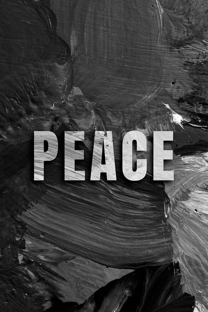 Peace uppercase letters typography on brush stroke background