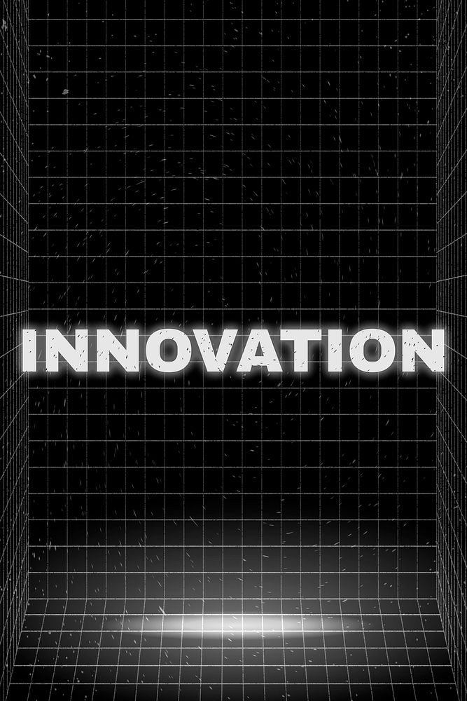 INNOVATION glowing typography design on black