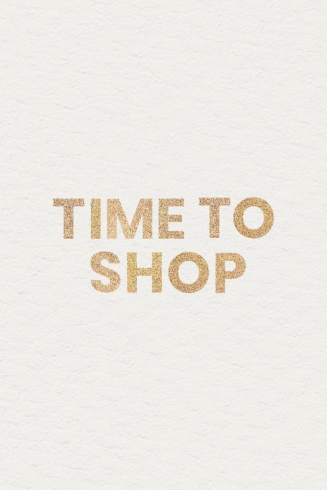 Glittery time to shop typography on beige background