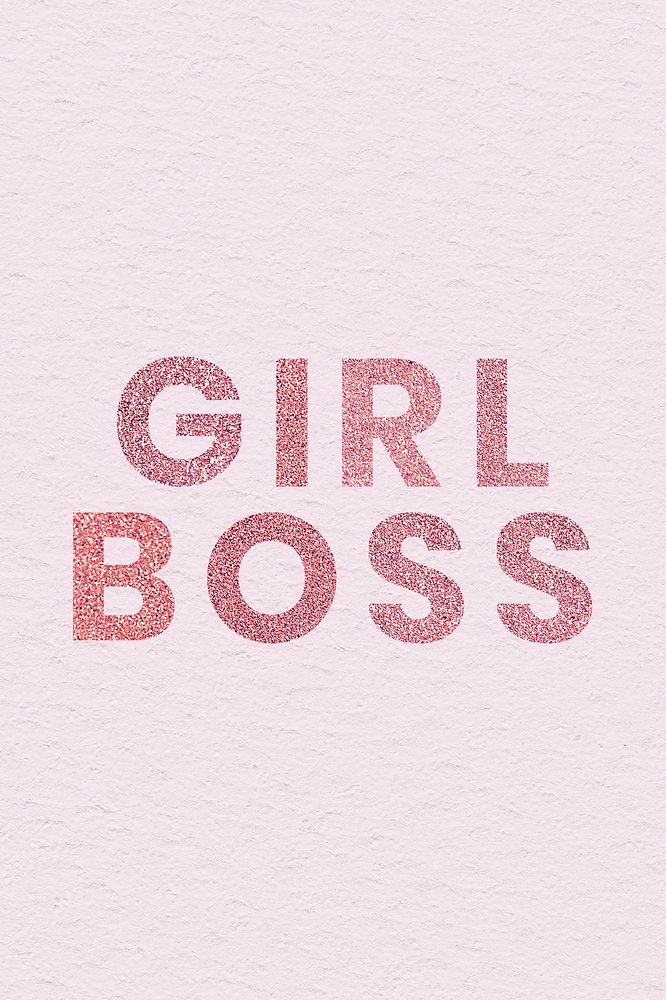 Sparkly red Girl Boss word with pink paper background
