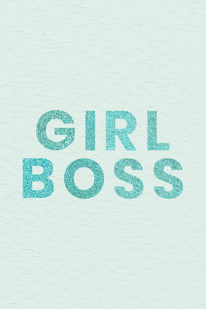 Aqua blue Girl Boss sparkly typography word
